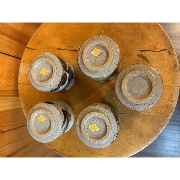 Vintage MCM Otagiri Stoneware Floral Sake Tea Cups Handcrafted Japan Set of 5 (8 - Picture 6 of 8